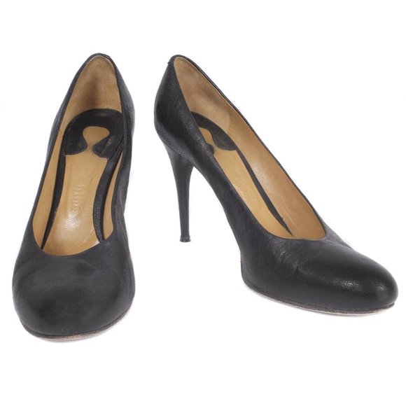 CHLOE Black Grain Leather Rounded Toe Classic Pumps Size Women’s 10 - Picture 1 of 7